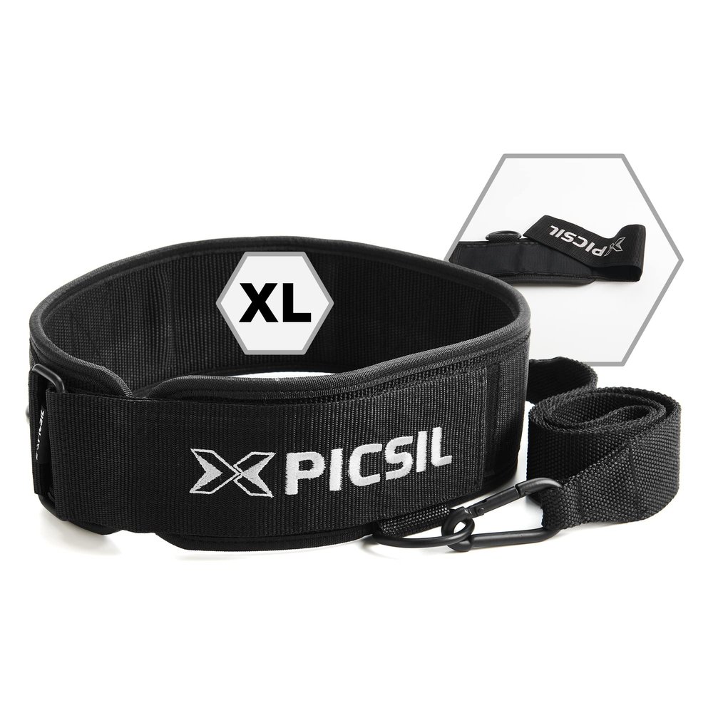 PICSIL Dip Belt, Multifunctional Weighted Belt with Back Handle for Bodybuilding & Cross Training, Pull Up Belt that Provides Exceptional Core & Back Support, Customizable & Patch-Friendly, X-Large