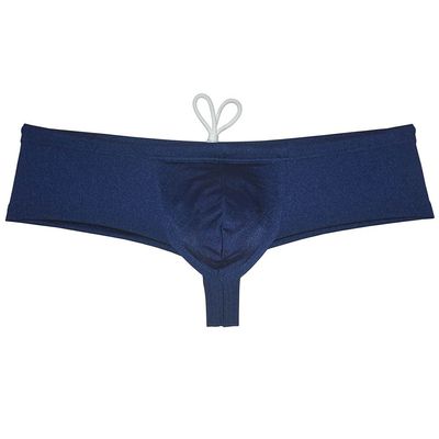 JAXFSTK Men's Brazilian Bikini Thong Swimwear Drawstring Swimsuit Shiny Cheeky Swim Boxer Briefs Trunks Navy Blue XL