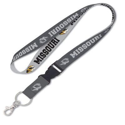 Fanatics University Missouri Mizzou Tigers Lanyard with Detachable Buckle Grey/Charcoal 1" Inch Width