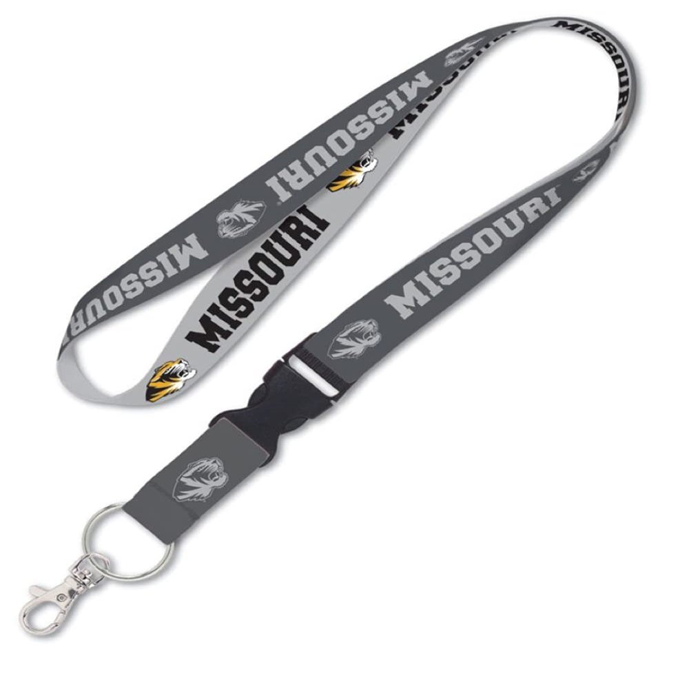 Fanatics University Missouri Mizzou Tigers Lanyard with Detachable Buckle Grey/Charcoal 1" Inch Width