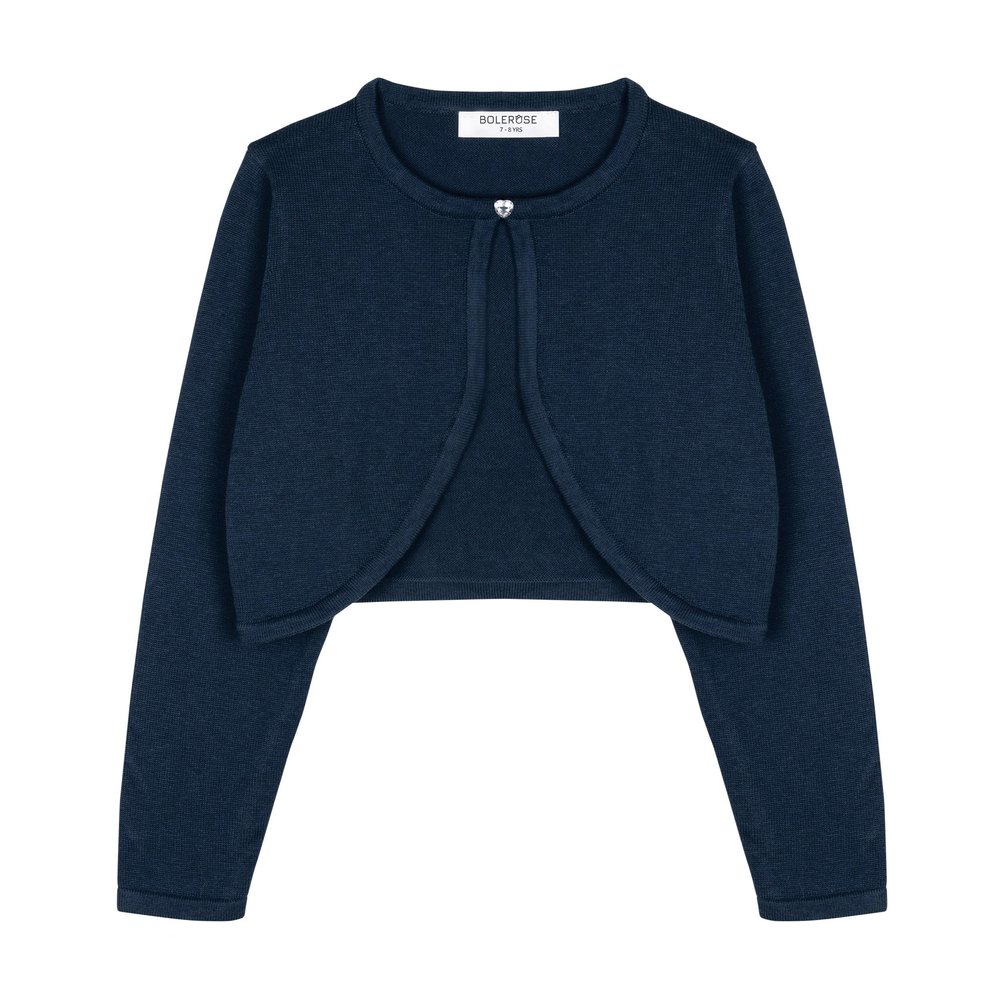 BOLEROSE Girls Long Sleeve Cardigan Childrens Kids Bolero Shrug (Midnight Blue, 9-10 YRS)