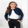 BOLEROSE Girls Long Sleeve Cardigan Childrens Kids Bolero Shrug (Midnight Blue, 9-10 YRS) view 2