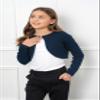 BOLEROSE Girls Long Sleeve Cardigan Childrens Kids Bolero Shrug (Midnight Blue, 9-10 YRS) view 3