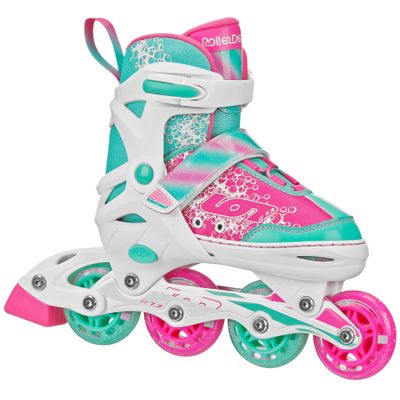 Roller Derby ION 7.2 Girl's Adjustable Inline Skates White/Mint/Pink Size Small (11-1)