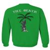 Summer Cool Graphic Palm Puma Tattoo Till Death Obei Society Men's Crewneck Sweatshirt (Irish Green Large) view 3