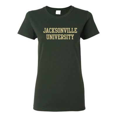 LS01 - Jacksonville University Dolphins Basic Block Womens T-Shirt - 3X-Large - Forest