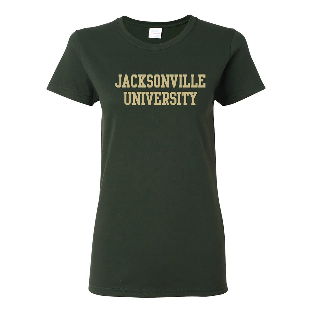 LS01 - Jacksonville University Dolphins Basic Block Womens T-Shirt - 3X-Large - Forest