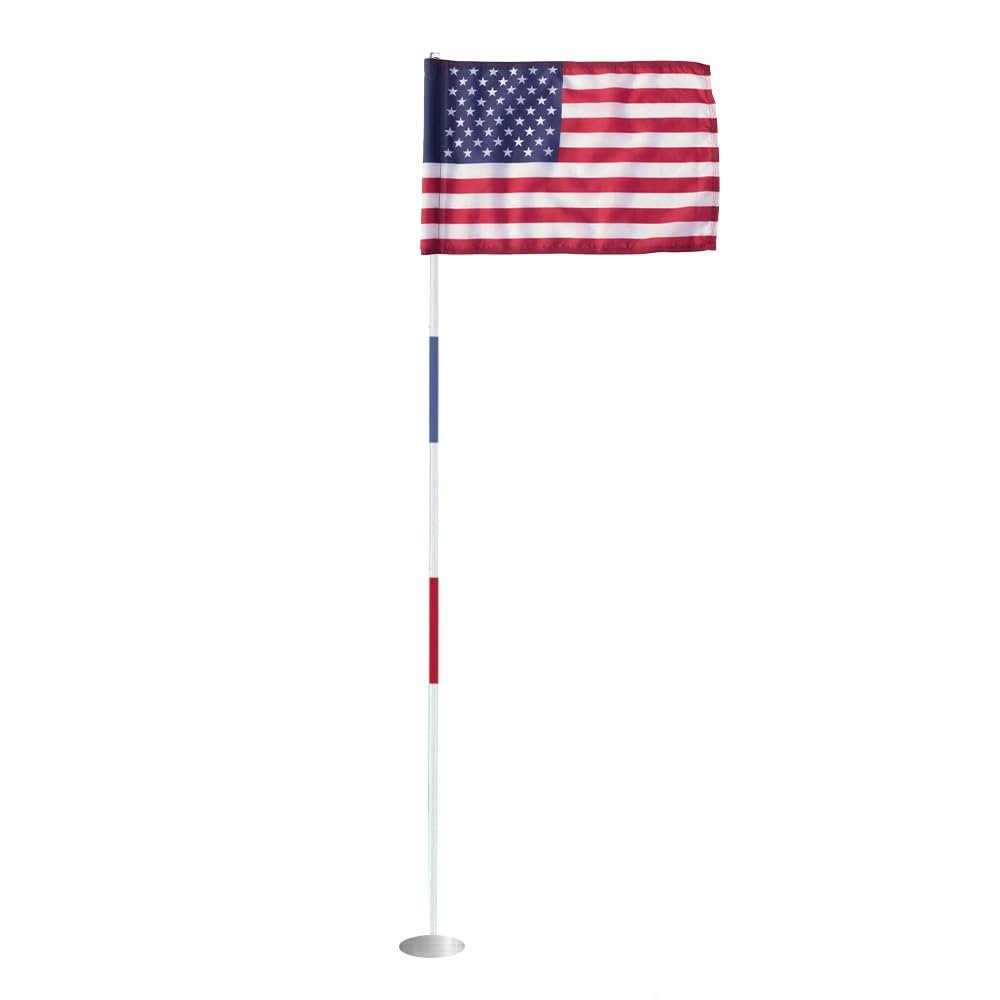 Regulation flagstick, cup & pin flag to use in your backyard or other open space for practice. Use the same products as used by golf courses all over the world and on tour. (USA)