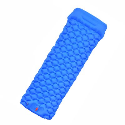 KAISHI Outdoor Sleeping Pad, Camping Inflatable Mattress with Pillows Travel Mat Folding Bed, Ultralight Air Cushion Hiking Trekking,Blue