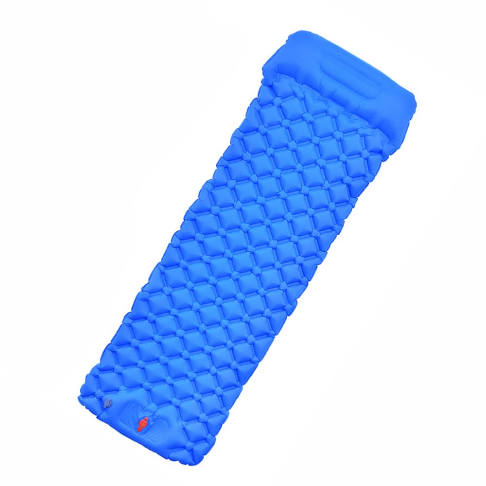 KAISHI Outdoor Sleeping Pad, Camping Inflatable Mattress with Pillows Travel Mat Folding Bed, Ultralight Air Cushion Hiking Trekking,Blue