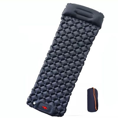 KAISHI Outdoor Sleeping Pad, Camping Inflatable Mattress with Pillows Travel Mat Folding Bed, Ultralight Air Cushion Hiking Trekking,Black