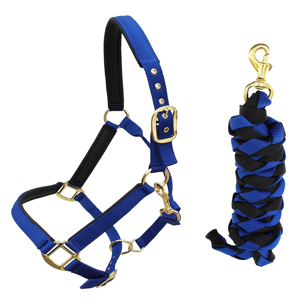 CHALLENGER Nylon Horse Neoprene Padded Nylon Adjustable Halter Brass Hardware 606173RB