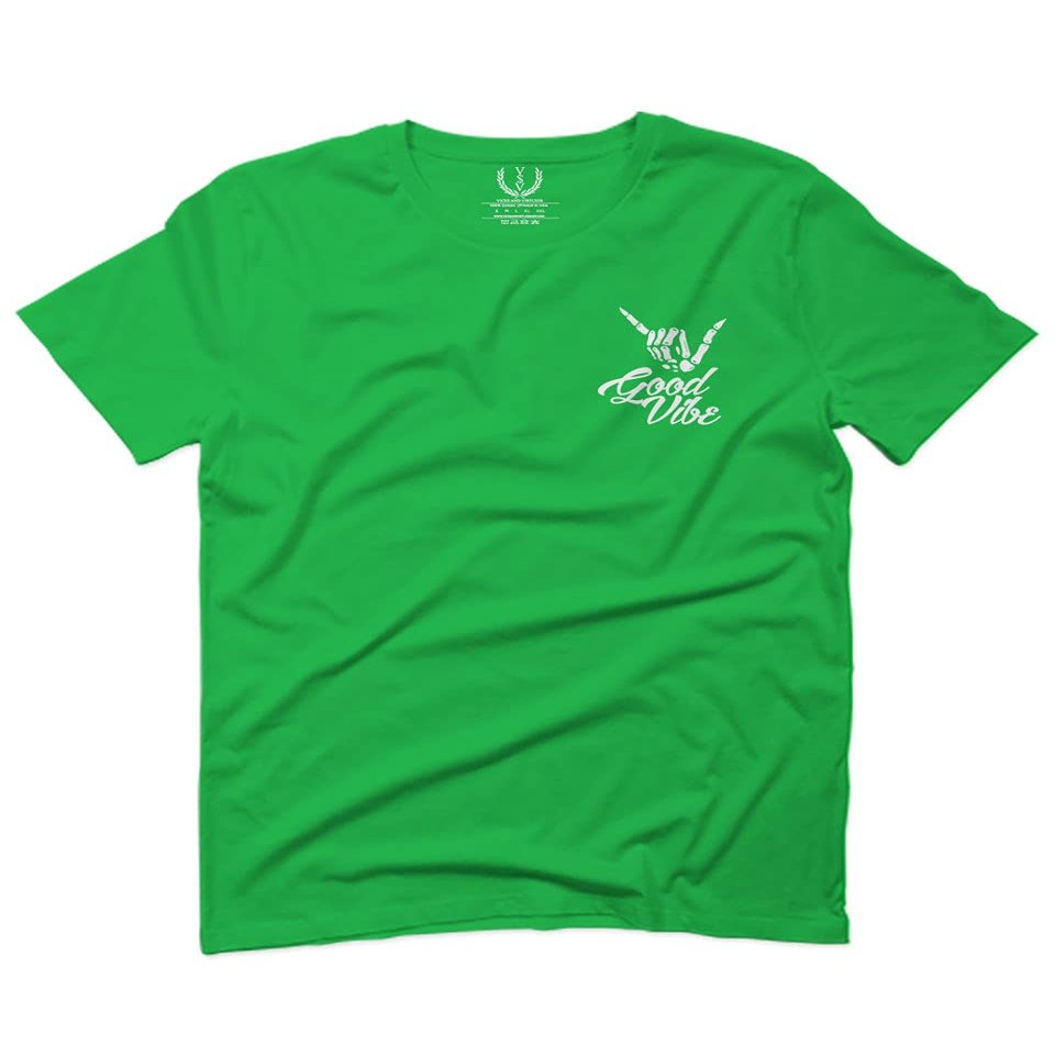0012. Good Vibe Bones Hand Shaka Cool Vintage Hipster Graphic for Men T Shirt (Irish Green 2X-Large)