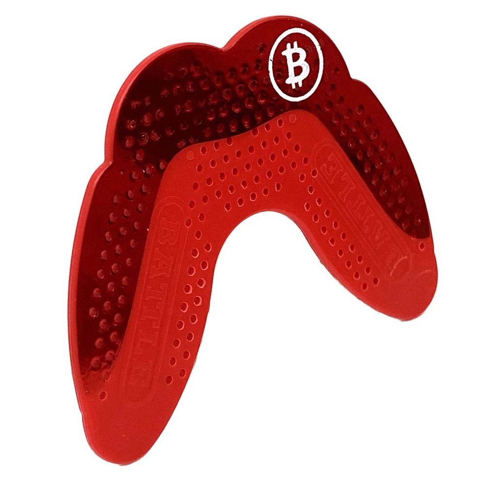 Battle Sports Ultra-Slim Grillz Football Mouthguard - Maximum Protection and Breathability, Low-Profile Mouthpiece Design Provides A Safe and Comfortable Fit - Chrome Red