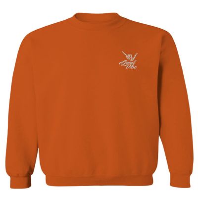 0012. Good Vibe Bones Hand Shaka Cool Vintage Hipster Graphic Men's Crewneck Sweatshirt (Orange X-Large)