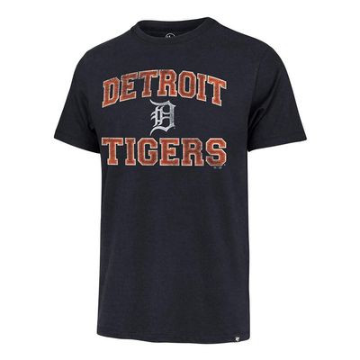 47 MLB Men's Union Arch Franklin Team Color Primary Logo Word Mark Short Sleeve T-Shirt - Detroit Tigers Navy Medium