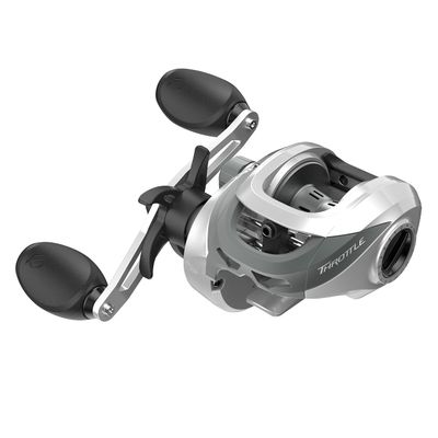 Quantum Throttle Baitcast Fishing Reel, Size 100 Reel, Right-Hand Retrieve, Lightweight Graphite Frame and Side Covers, Continuous Anti-Reverse Clutch, 7.3:1 Gear Ratio, Silver/Black