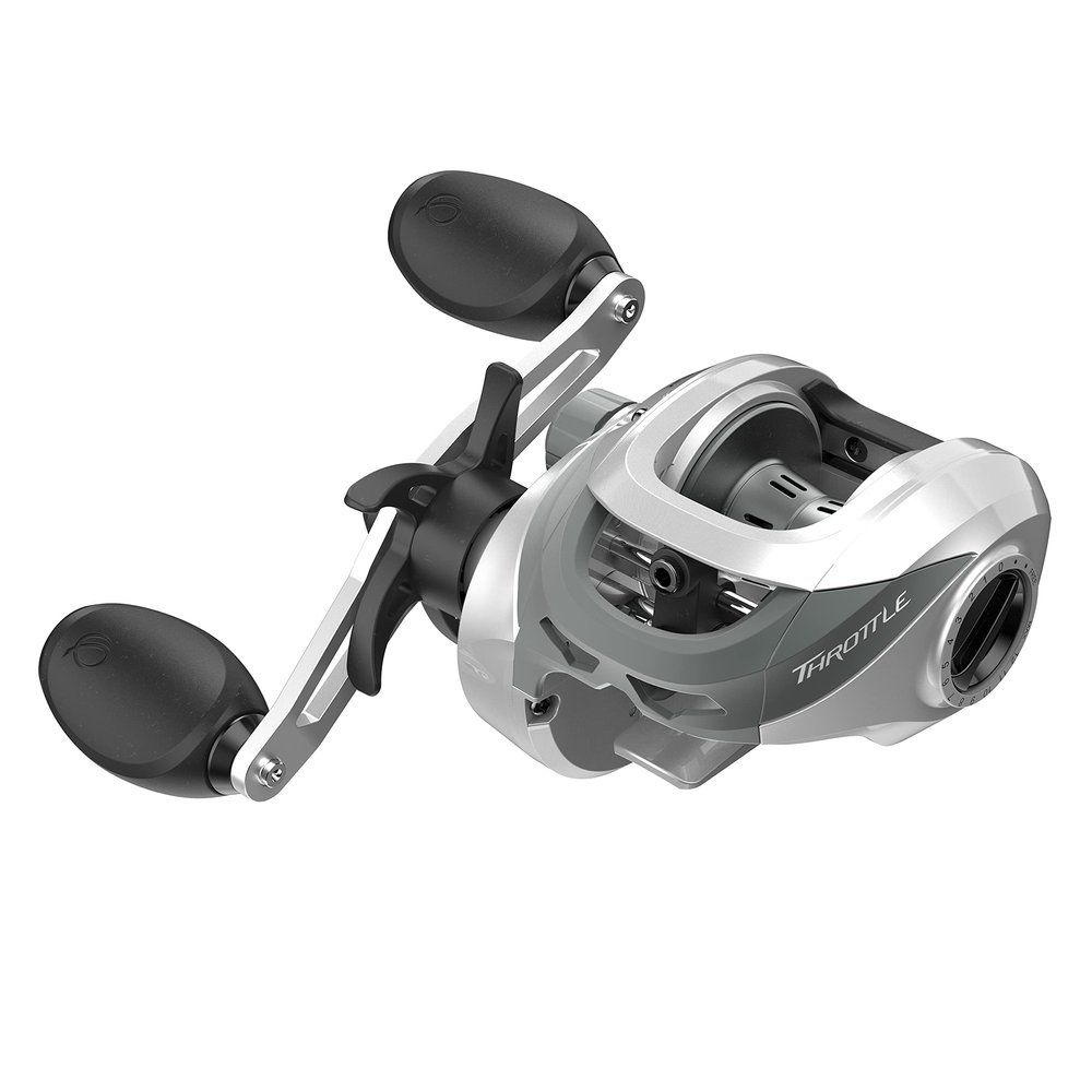Quantum Throttle Baitcast Fishing Reel, Size 100 Reel, Right-Hand Retrieve, Lightweight Graphite Frame and Side Covers, Continuous Anti-Reverse Clutch, 7.3:1 Gear Ratio, Silver/Black