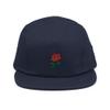 Embroidered Red Rose Flower 5 Five Panel Cap Floral Embriodery Camper Style Hat view 1