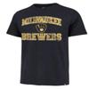47 MLB Men's Union Arch Franklin Team Color Primary Logo Word Mark Short Sleeve T-Shirt - Milwaukee Brewers Navy Small view 1