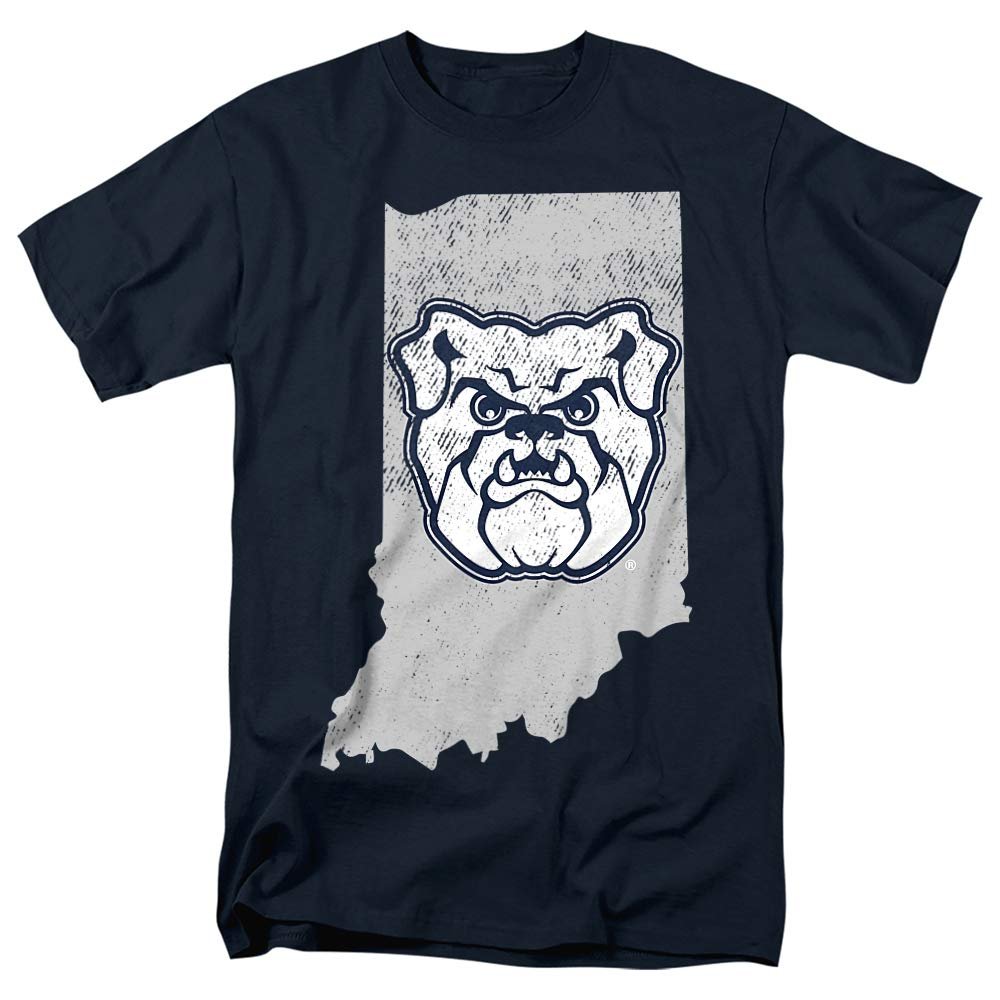 Butler University Official State of Indiana Unisex Adult T-Shirt, Navy, 4X-Large