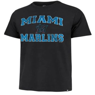 47 MLB Men's Union Arch Franklin Team Color Primary Logo Word Mark Short Sleeve T-Shirt - Miami Marlins Black Medium