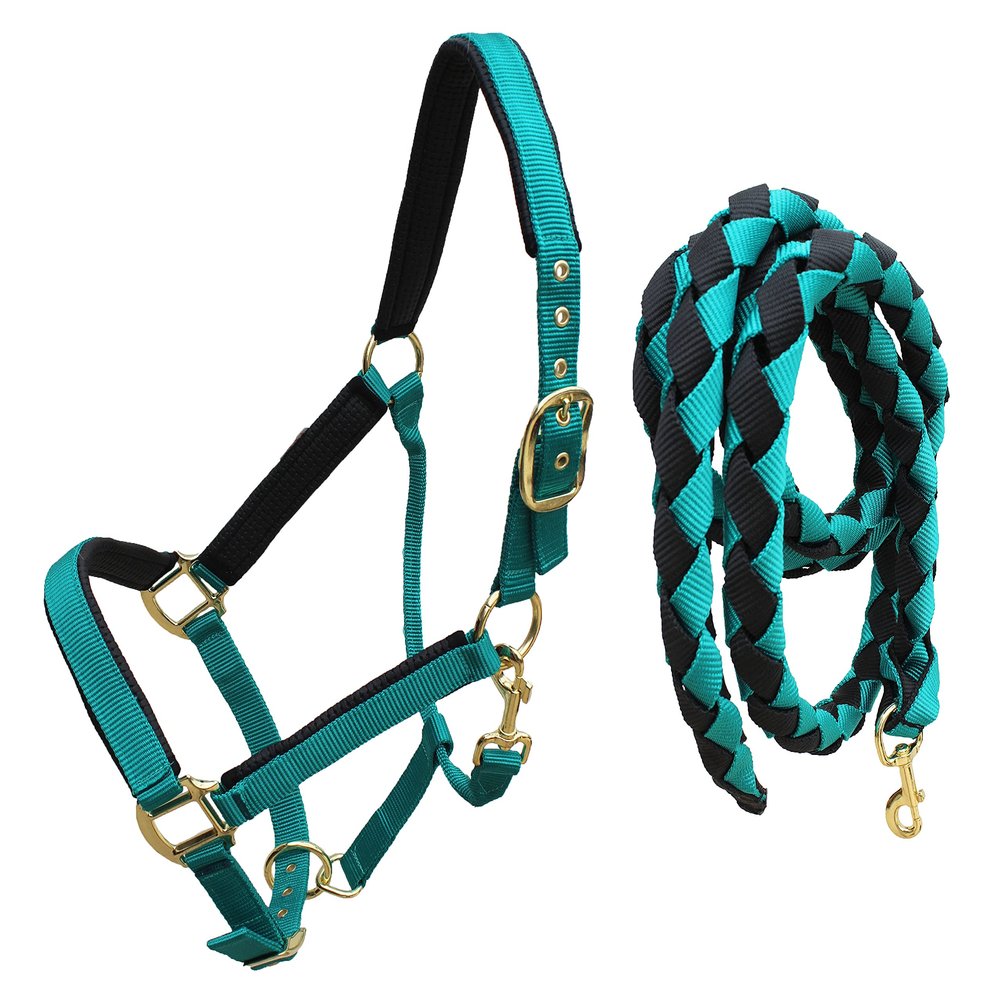CHALLENGER Nylon Horse Neoprene Padded Nylon Adjustable Halter Brass Hardware 606173TL