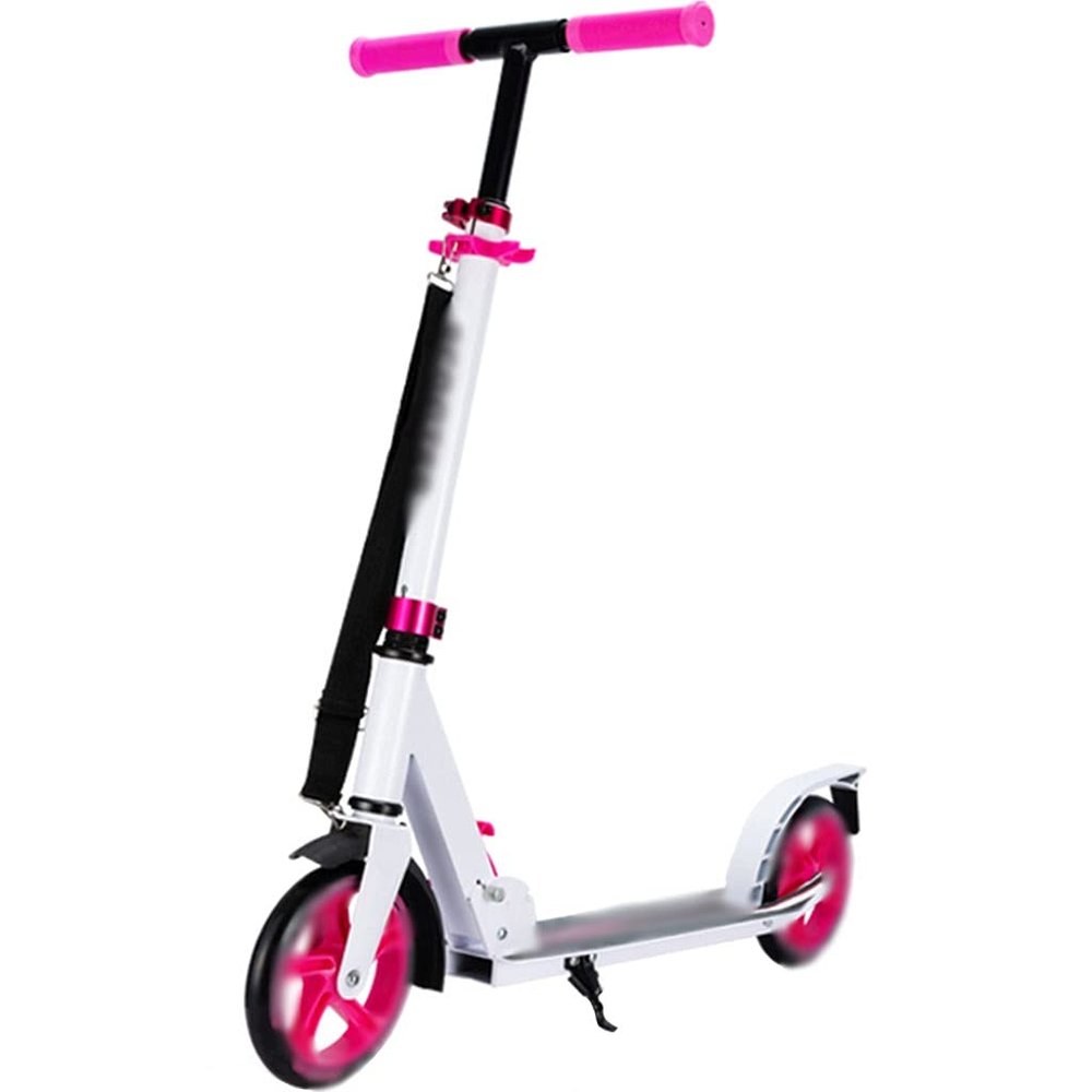 Scooters Kick Scooter Folding Commuting Scooter Adult Portable Kick Scooter, Height Adjustable Scooter, Park Fitness Trick Scooters (Color : White, Size : 91 * 38 * 78-100cm)