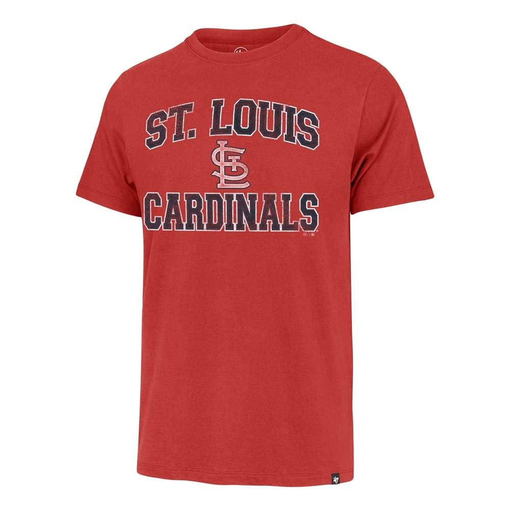 47 MLB Men's Union Arch Franklin Team Color Primary Logo Word Mark Short Sleeve T-Shirt - St Louis Cardinals Red Small