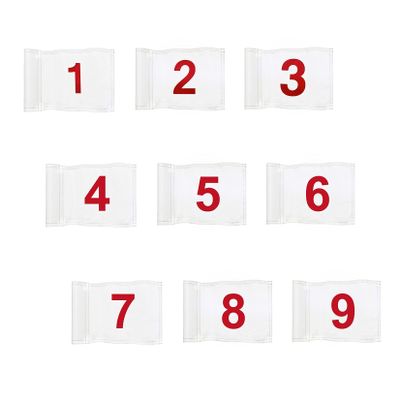 KINGTOP Numbered Golf Flag with Tube Inserted, All 8" L x 6", Putting Green Flags for Yard, 420D Nylon Mini Pin Flags, 1-9