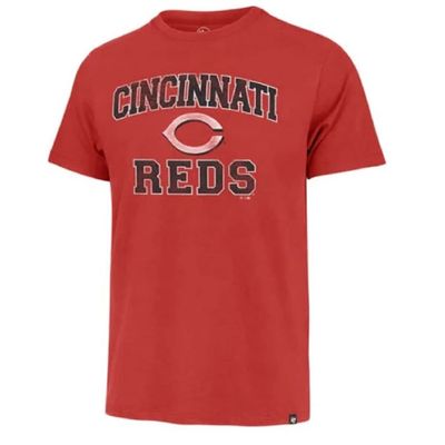 47 MLB Men's Union Arch Franklin Team Color Primary Logo Word Mark Short Sleeve T-Shirt - Cincinnati Reds Red Small