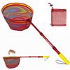 DaddyGoFish Kids Fishing Net - Extendable Telescopic Landing Net for Boy Girl Children Catching Small Fish Crab Shrimp Minnow Dragonfly Beach Pier Lake River Ocean (Style 1 (Red)) view 1