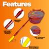 DaddyGoFish Kids Fishing Net - Extendable Telescopic Landing Net for Boy Girl Children Catching Small Fish Crab Shrimp Minnow Dragonfly Beach Pier Lake River Ocean (Style 1 (Red)) view 3