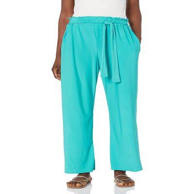 Star Vixen Women's Plus Size Wide Leg Pants, Jade, 2X