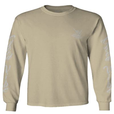 0190. Good Vibe Bones Hand Shaka Graphic dope Streetwear Style Men's Long Sleeve t Shirt (Beige Medium)