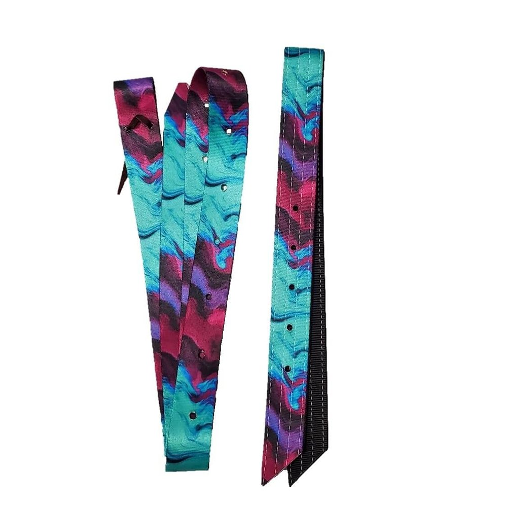 2 pc Tie Dye Color Nylon Cinch Strap-off Billet Saddle Set