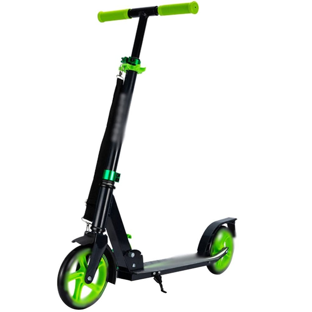 Scooters Kick Scooter Folding Commuting Scooter Adult Portable Kick Scooter, Height Adjustable Scooter, Park Fitness Trick Scooters (Color : Green, Size : 91 * 38 * 78-100cm)
