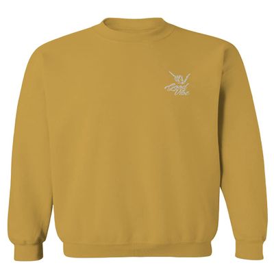 0012. Good Vibe Bones Hand Shaka Cool Vintage Hipster Graphic Men's Crewneck Sweatshirt (Gold X-Large)