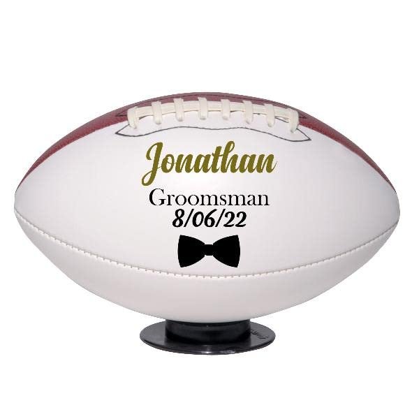 Ballstars Custom Groomsmen and Best Man Football (Full Size 12" Official Size 9, Without Base)