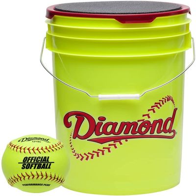 Diamond Sports Official Fastpitch 12YSC Softballs with Yellow Bucket - 18 Ball Pack and Rods Insulated Can Sleeve
