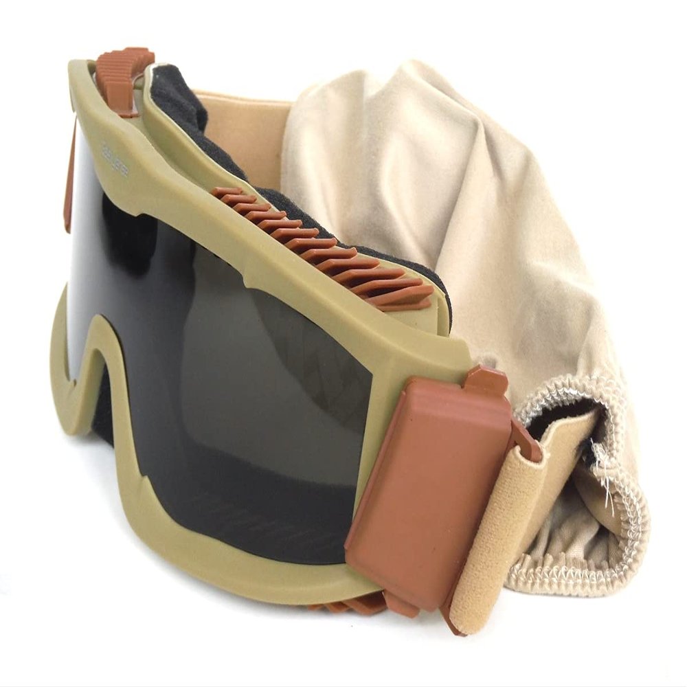 GALAXYLENSE Desert Storm Riding Combat Military Ballistic EYE-SHIELD Shooting Impact Proof Goggles With 3 Replacement Lenses (Brown)