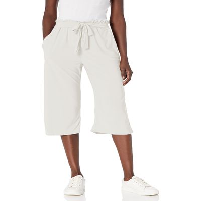 Star Vixen womens Wide Leg Cropped Casual Pants, Ivory, Medium US