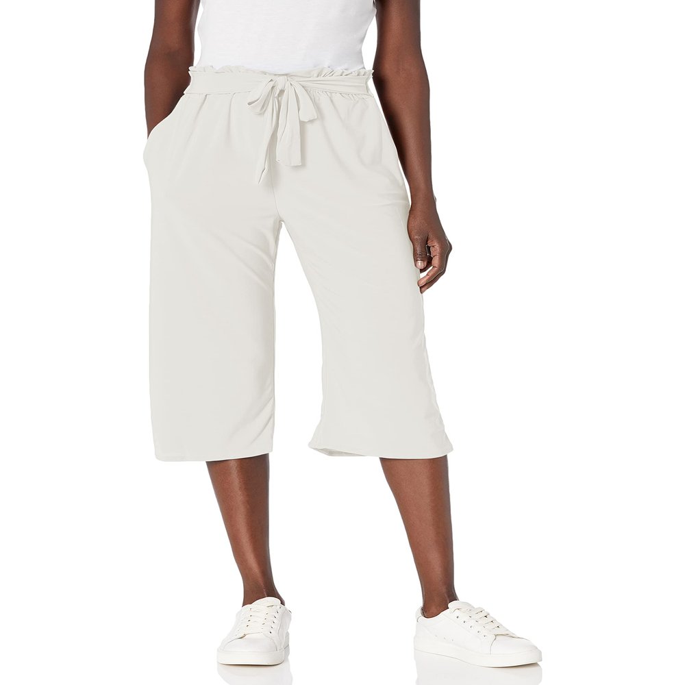 Star Vixen womens Wide Leg Cropped Casual Pants, Ivory, Medium US