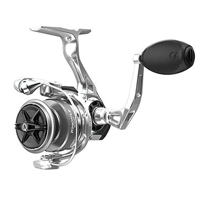 Zebco Quantum Throttle Spinning Fishing Reel, 10 + 1 Ball Bearings with a Smooth and Powerful 5.2:1 Gear Ratio, Ultra-Smooth Carbon Fiber Drag System, Dura-Lok Anti-Reverse Clutch, and MaxCast II Spool, 10, Silver