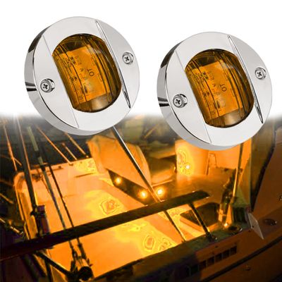 NBWDY 2PC LED Boat Light,Waterproof 12V 3in Amber Round Navigation Boat Interior Light for Deck LED Transom Mount Courtesy Light