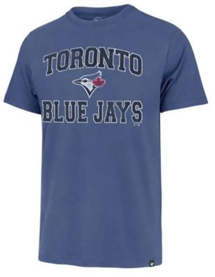 47 MLB Men's Union Arch Franklin Team Color Primary Logo Word Mark Short Sleeve T-Shirt - Toronto Blue Jays Blue XX-Large