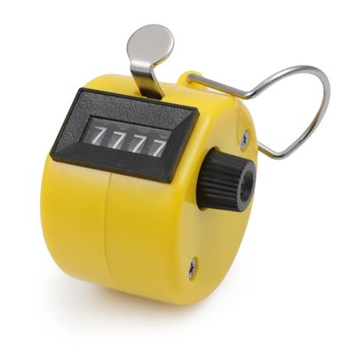 Aicosineg Plastic Handheld 4 Digit Numbers Counter 46x 32mmLxW Display Tally Click Counter for Office Table Desk Playground Yellow 1pcs