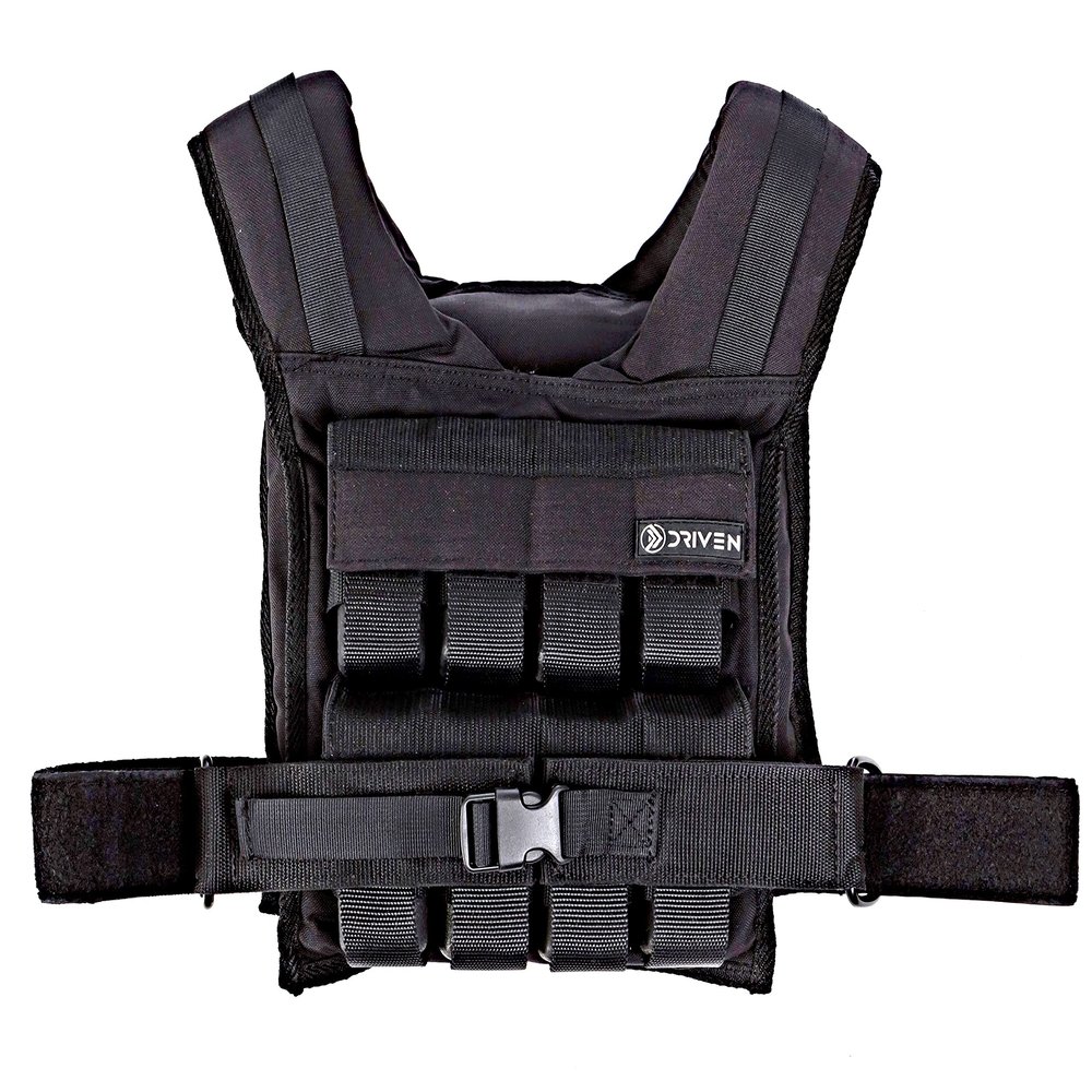 Driven | 35lb Black Weight Vest | Adjustable Removable Weights | Calisthenics Fitness Body Training 1000D Nylon