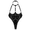 KHJK Active Women Lingerie One-piece Patent Leather Backless High Cut Thong Bodysuit (Color : Black, Size : Small) view 3