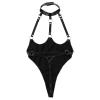 KHJK Active Women Lingerie One-piece Patent Leather Backless High Cut Thong Bodysuit (Color : Black, Size : Small) view 4